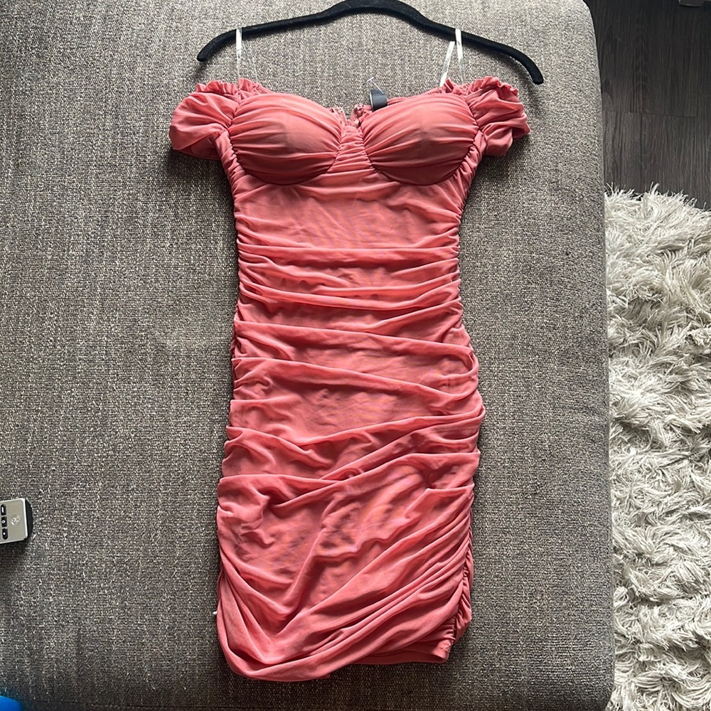 Pink ruched dress
